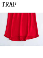 TRAF 2024 Halter Long Dresses for Women Backless Satin Dress Woman off Shoulder Sexy Midi Dresses Elegant Evening Party Dress