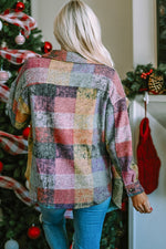Multicolor Brushed Checked Western Buttoned Jacket