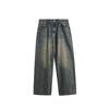 Retro Cat Beard Distressed Wide Leg Jeans Baggy Straight Trousers