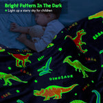 Dinosaur Gifts Toys for Kids Boys - Dino Glow in the Dark Blanket Christmas Birthday Gift for Age 1-14 Years Old Teens Child Toddler Girl Son Halloween Valentine'S Day Easter Presents Throw Gray