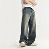 Retro Cat Beard Distressed Wide Leg Jeans Baggy Straight Trousers