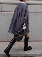 Fashion Women'S Shirt Lapel Loose Fit Single Braested Long Sleeve Contrast Color Blouse Female Tide Autumn 2025 New 7AB4804