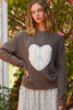 POL Cable-Knit Peace Patch Dropped Shoulder Sweater