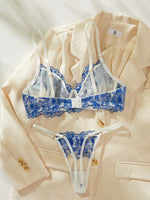 Floral Lingerie Exotic Sets Bra Kit Push up Lace Embroidery Intimate Goods See through Exotic Sets Tulle Underwear