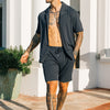 1 Men's Two Piece Set Short Sleeve Lapel Button Shirts And Shorts Beach Style Suits Men Summer Fashion Clothing Streetwear