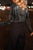 Sequin Surplice Long Sleeve Bodysuit