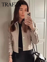 Jackets for Womens Autumn Fashion Solid Front Pockets Button Long Sleeve Jacket Elegant Woman Casual Outerwear Coat