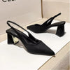 Summer New Pointed Solid Color Simple Shallow Mouth Comfortable Women'S Outwear Back Strap Fashion Sandals Women