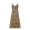 Summer Women'S Sexy Vintage Leopard Print Tulle Long Dress Fashion Backless Slip Dresses Female Elegant Slim Party Maxi Dress