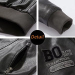 Men'S Leather Jacket Fashion High-Quality Detachable Fur Collar Autumn and Winter Thick Coat Original Embroidered Men Clothing