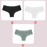 3PCS Lace Seamless Cotton Panties Ribbed Brazilian Pants Low Waist Women Panties Breathable Girls Underwear plus Size Lingerie