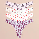 4Pcs Ultra Soft Underwear for Women Sexy Graphic Print Seamless Thongs Female Stretch Leopard G Strings Comfort Lingerie