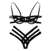 Bondage Harness Lingerie Set Womens Elastic Hollow Out Bra Sets Black Cupless Cage Bra Thong Sexy Intimates Exotic Underwear
