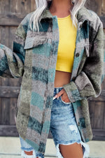Multicolor Brushed Checked Western Buttoned Jacket