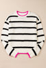 Striped Round Neck Drop Shoulder Sweater