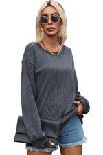 Gray Valentine Sequin XOXO Corded Crew Neck Sweatshirt