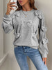 Perfee Bow Round Neck Long Sleeve Sweatshirt