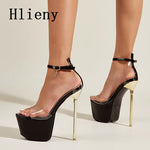 Summer Sexy PVC Transparen Open Peep Toe Platform High Heels Buckle Strap Sandals Women'S Nightclub Pole Dance Shoes
