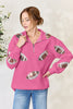 Full Size Sequin Football Half Zip Long Sleeve Sweatshirt