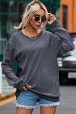 Gray Valentine Sequin XOXO Corded Crew Neck Sweatshirt