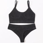 Women Seamless Bras Panties Set Sports Crop Top High Waist Briefs Sexy Lingerie Set Low Back Bralette Fitness Underwear Set