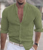 Men's Long Sleeve Shirt With Button Casual Solid Color Tops For Spring Autumn