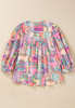 Printed Tie Neck Three-Quarter Sleeve Blouse