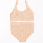 Women Seamless Bras Panties Set Sports Crop Top High Waist Briefs Sexy Lingerie Set Low Back Bralette Fitness Underwear Set