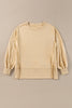 Side Slit Round Neck Long Sleeve Sweatshirt