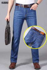 Men'S Jeans Summer Thin Pants Straight Blue Jean Baggy Casual Work Denim Pant High Elasticity Wide Leg Business Male