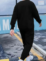 Men'S Fashion Brand Clothing Sportswear Paris Long Sleeve + Sweatpants 3D Printed Simple Design Casual Jogging 2-Piece Set