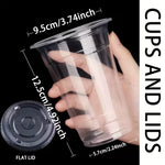 50Sets 12/16/20OZ Plastic Cups with Lids Clear Disposable Cups for Parties Iced Coffee Smoothie Milkshake Cold Drinks