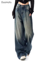 Autumn Vintage Chicly Slim Button Female High Waisted Jeans American Basic Simple Casual Fashion S-XL Baggy Jeans Women