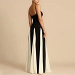 Sling Contrast Color Women'S Dress V Neck Elegant Party Dress Fashion Pullover Patchwork Dress for Women 2024 New