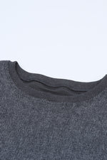 Gray Valentine Sequin XOXO Corded Crew Neck Sweatshirt