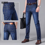 Men'S Jeans Summer Thin Pants Straight Blue Jean Baggy Casual Work Denim Pant High Elasticity Wide Leg Business Male