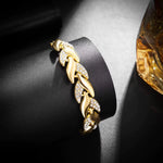 Luxury Love Braided Leaf Bracelet Charm Crystal Wedding Bracelets for Women Anniversary Valentines Day Gifts Aesthetic Jewelry