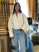 Elegant Hollow Out Single Breasted Shirts Women Loose Lapel Raglan Sleeve Long Blouse Female 2025 Spring Lady Commute Outwear