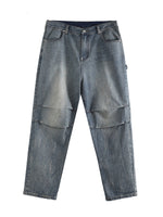 Light Wash Grey Denim Jeans Baggy Oversized With Pleats