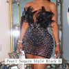 HLJ Black Feathers Sexy Luxury Sequin Tube Dress Backless Mini Bodycon Dresses for Woman Rave Club Birthday Party Night Vestidos