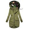 Fashion Women Jacket Casual Warm Overcoat Printed Hooded Turtleneck Zipper Pocket Sweatshirt Jacket No Holes In The Cuffs Floral