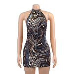 Black Bodycon Dress Women Halter Sexy Skinny Hollow Out Backless Mini Dresses Hot Summer Sleeveless Beach Party Cut Out Dress