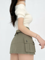 Women's Slim-Leg Skirt Sexy Vibe Retro Low Waist Parka Skirt Slimming A- line Skirt Stylish Bodycon Dress Short Culottes