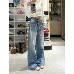 Retro Washed High Waist Wide Leg Jeans For Women Baggy Straight Trousers