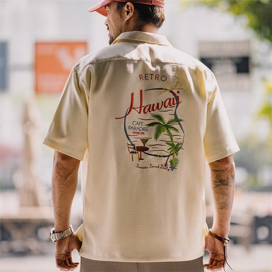 Madden Workwear American Retro Hawaiian Embroidery Short Sleeve Season