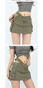 Women's Slim-Leg Skirt Sexy Vibe Retro Low Waist Parka Skirt Slimming A- line Skirt Stylish Bodycon Dress Short Culottes