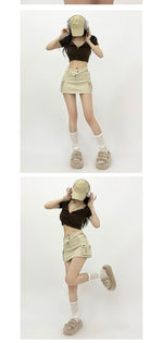 Women's Slim-Leg Skirt Sexy Vibe Retro Low Waist Parka Skirt Slimming A- line Skirt Stylish Bodycon Dress Short Culottes