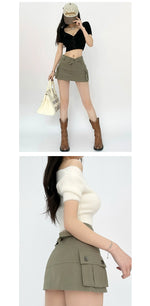 Women's Slim-Leg Skirt Sexy Vibe Retro Low Waist Parka Skirt Slimming A- line Skirt Stylish Bodycon Dress Short Culottes