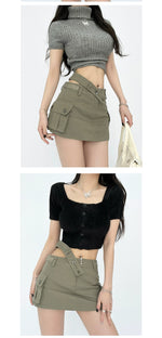 Women's Slim-Leg Skirt Sexy Vibe Retro Low Waist Parka Skirt Slimming A- line Skirt Stylish Bodycon Dress Short Culottes