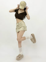 Women's Slim-Leg Skirt Sexy Vibe Retro Low Waist Parka Skirt Slimming A- line Skirt Stylish Bodycon Dress Short Culottes